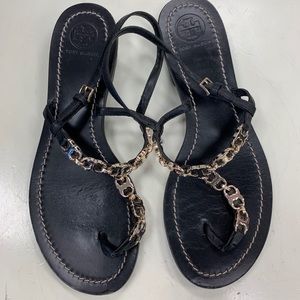 Tory Burch Black Chain Sandals